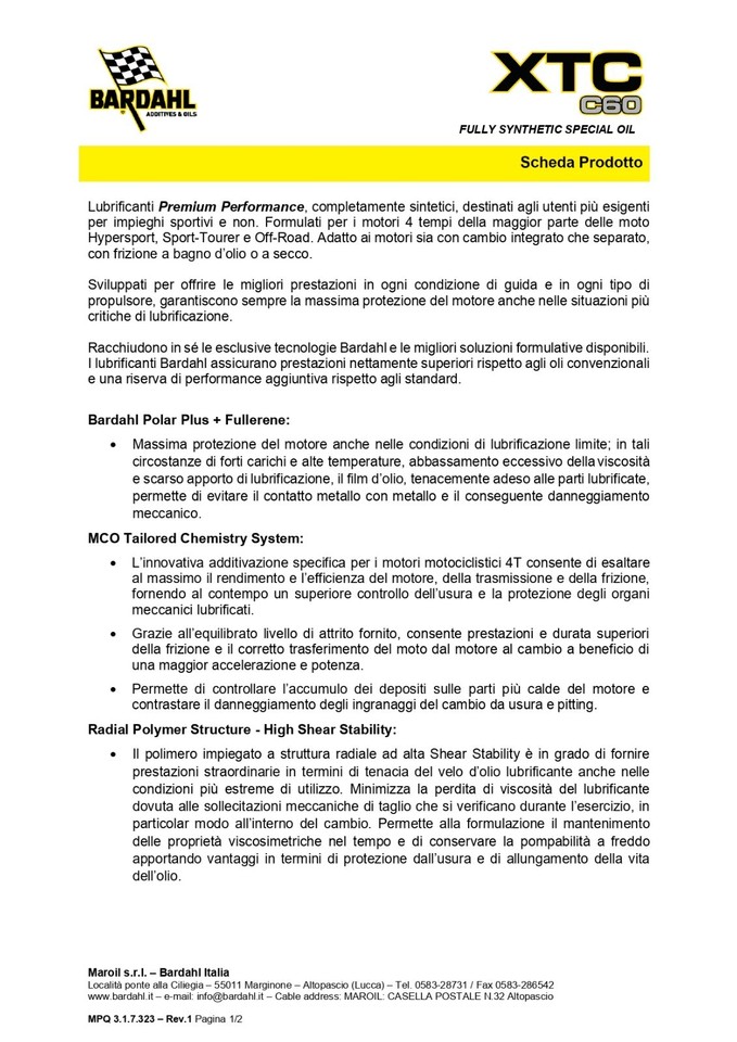 Bardahl Bardhal XTC C60 10w30 Moto Olio Motore Sintetico Jaso Ma2 6 - Foto 6