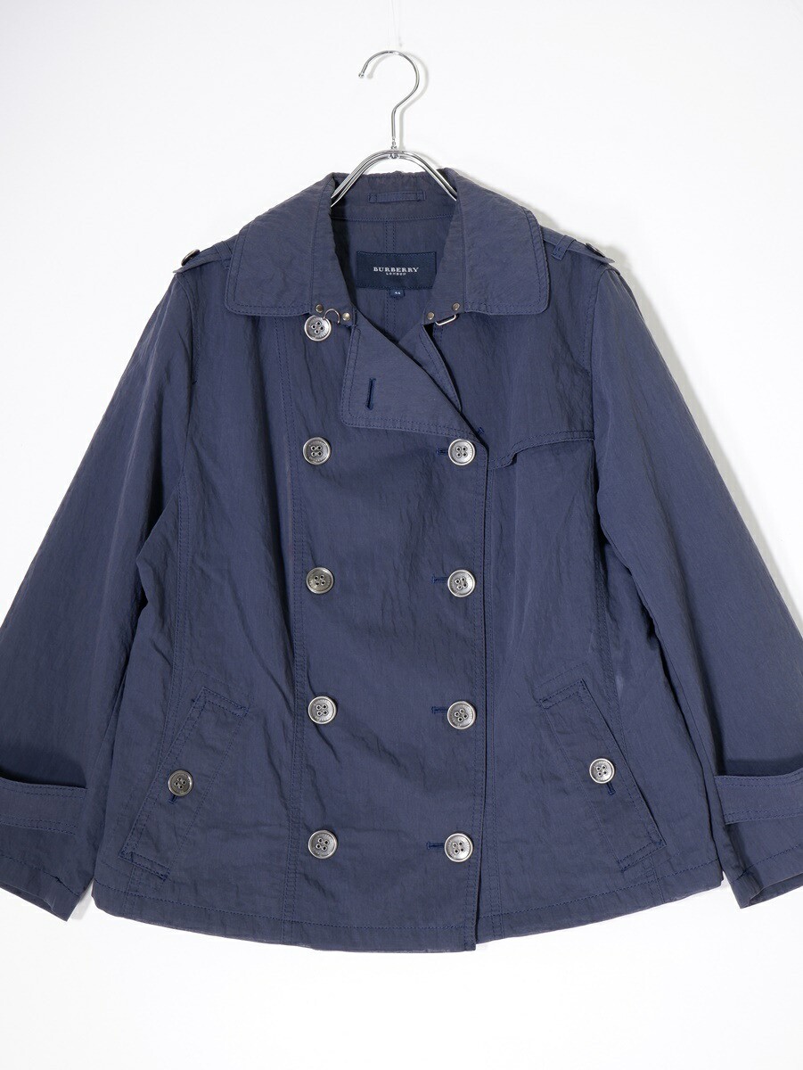 Burberry London Womens Navy Short Trench Coat Size 44 78 Cotton Preowned