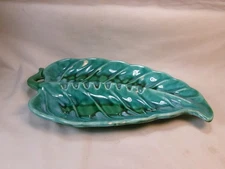 Vintage Original Artmark Ceramic Pottery Leaf Shaped Blue & Green Ashtray