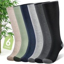 Bamboo Viscose Compression Socks for Women  Men 6 Pairs 20-30 mmHg Knee Hi...
