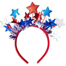 4th of July Headband for Women Red White and Blue 1 Count Pack of 1 Star