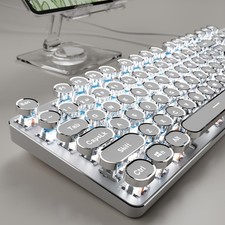 EWEADN TK100 Typewriter Style Wired Mechanical Keyboard, 104 Keys White