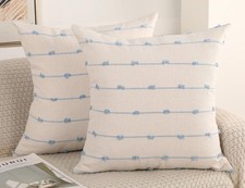 Set of 2 18x18 Boho Throw Pillow Covers, Neutral Sofa Pillow Covers.