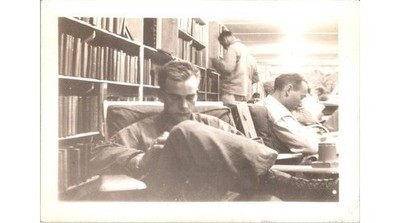 1950s Student Study Hall Photo-Man Concentrating-Mid-Century Academic Life