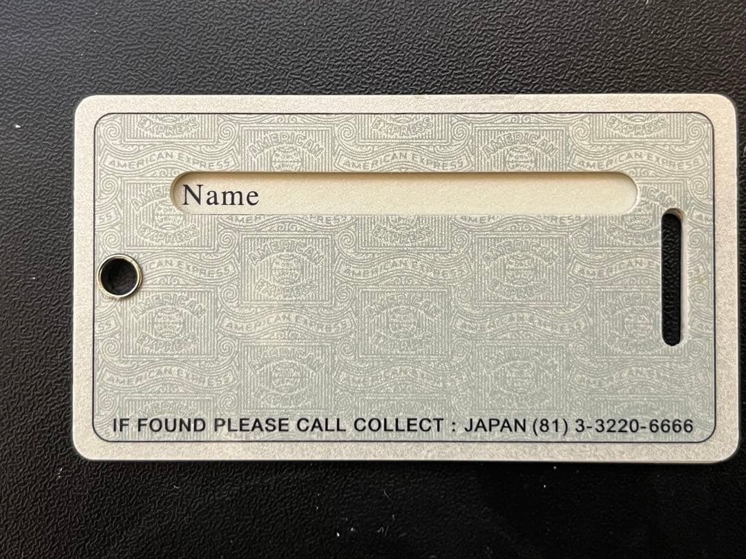 AMERICAN EXPRESS ラゲージタグ　黒色 Vintage American Express Platinum Luggage Tag Leather W Silver