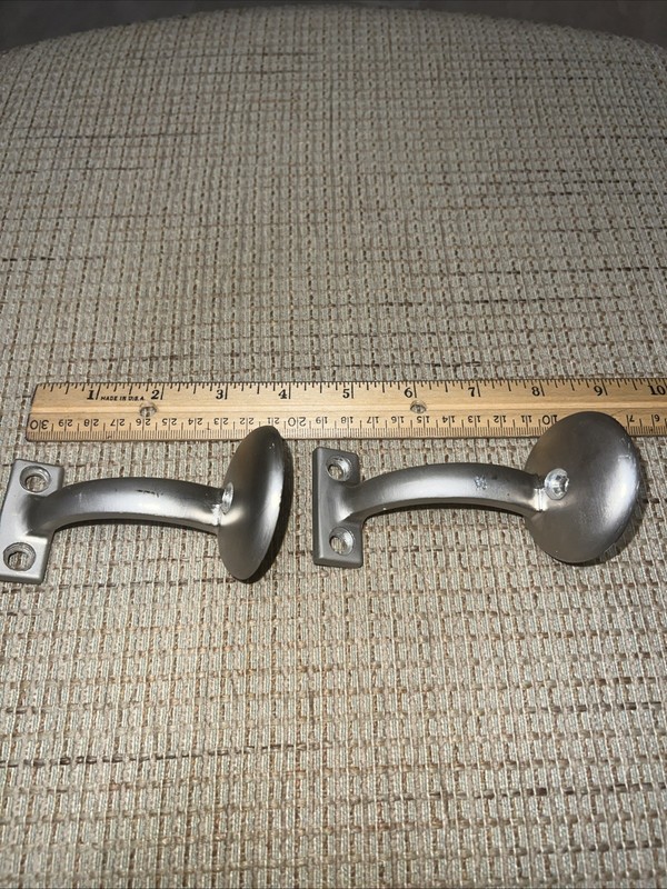 Heavy Duty Hand Rail Brackets for Stairway - Silver - lot of 2