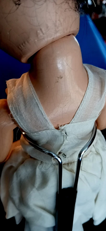 MUÑECA COMPOSICIÓN MADAME ALEXANDER 14" VINTAGE AÑOS 20 30 Negro Mohair Ojos Azules Foto 2 de 4