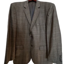 PRONTO UOMO PLATINUM mens sport coat 46 regular blazer brown windowpane
