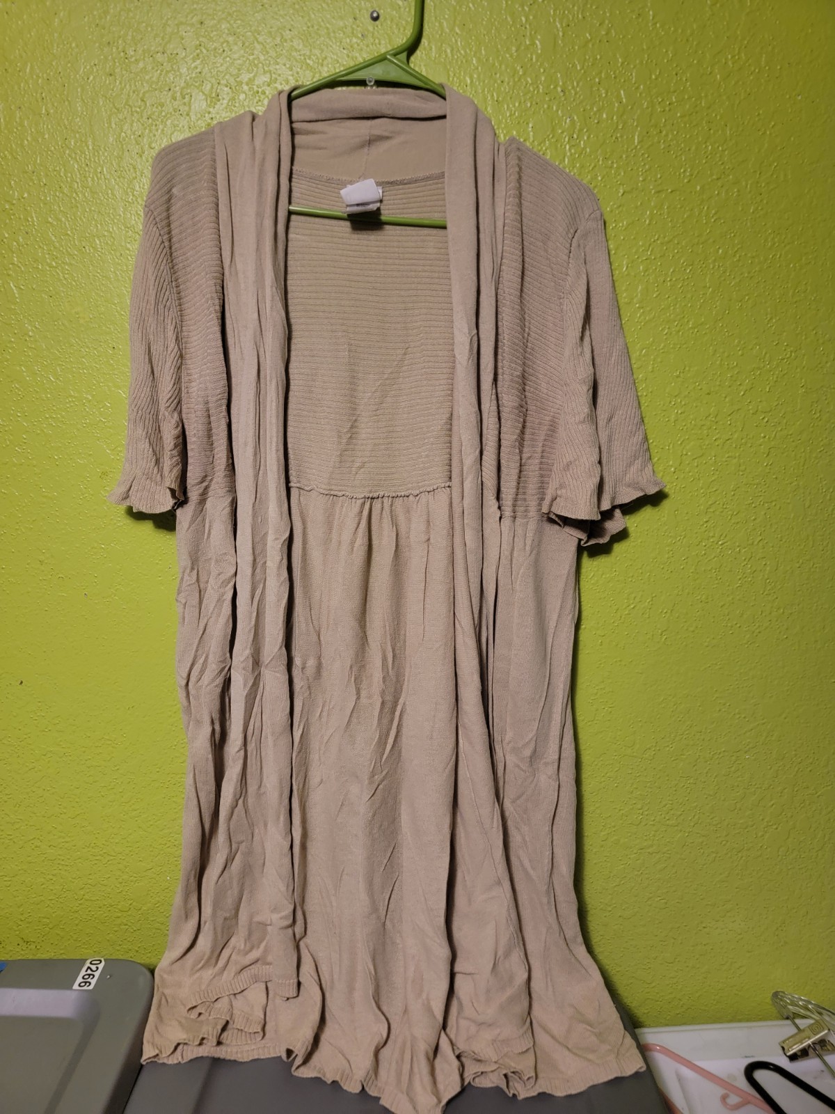 JMS Just My Size Womens Cardigan Biege Cotton Blend Plus 3X SEE