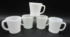 Vintage FIRE KING ANCHOR HOCKING FEDERAL Milk Glass Mugs White D Handle Lot of 5
