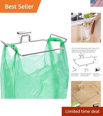 Eco-Friendly Rectangular Stainless Steel Trash Bag Holder - Easily Hang Anywhere