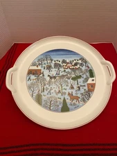 Villeroy & Boch Naif Christmas Handled Cake Plate Serving Platter 12" Round