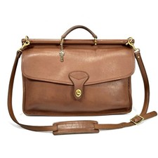 VTG Jack Georges University Slim Dowel Briefcase Messenger Bag Leather Brown USA