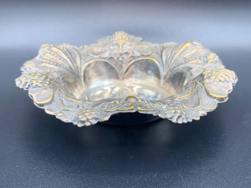 Plato de plata victoriano ornamentado compota cuenco baratija pin plato Bon-Bon de W&Co 1900 Foto 4 de 4