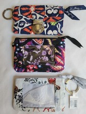 Lot Of 3 Vera Bradley Zip ID Coin Purse Wallet Key Chain
