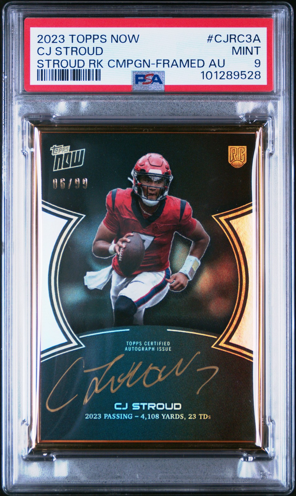 2023 Topps Now Cj Stroud Rookie Campaign - CJ Stroud - #CJRC3A Framed Auto PSA 9 view 1