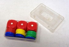 Lot de 3 dés à jouer vintage avec jetons en boite - Jeu 421 - bar bistrot