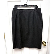 Kasper Lined Wool Pencil Skirt, Charcoal Black, Straight, Women's Plus Size 16P 