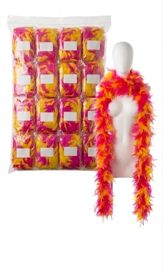 Boa De Plumas De 180 Cm Para Disfraces | Bufanda XL De Marabú Auténtico Para Carnaval, Burlesque Y Manualidades En Naranja