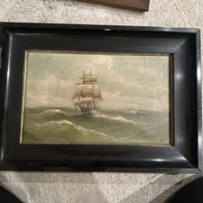 Alfred Jensen (1859–1935) – Segelschiff auf See – Ölmalerei auf Holz – signiert 