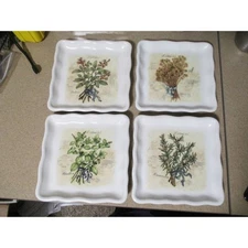 Effetti d’ Arte Hand Made in Italy Herb 7 x 7 Salad / Appetizer Plates Set Of 4