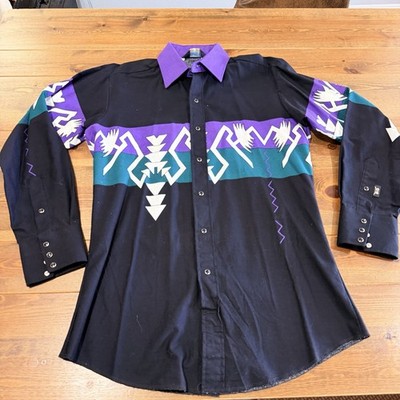 Vintage Brooks & Dunn Panhandle Slim Shirt Mens M Button Up Long Sleeve Made USA