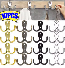 CHROME Twin Double Robe Coat Hooks Door Bathroom Bedroom Dress Clothes Hangers