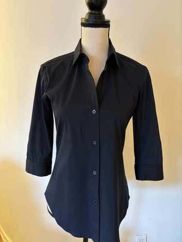 Theory Womens Cotton Collared Button Up Blouse Top Blue Size XS