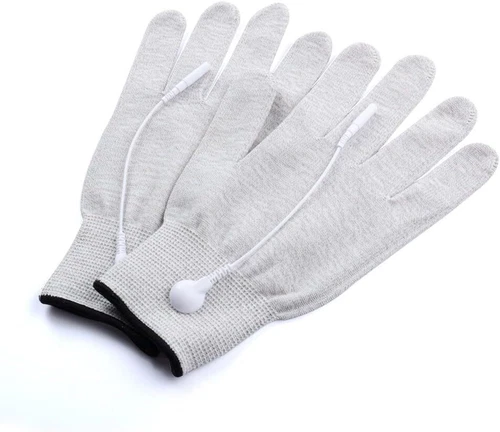 1 Pair of Silver Conductive Massage Gloves with Wires For Beauty Device - USA - Picture 2 of 12