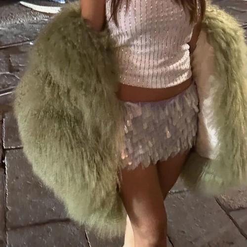 Fashion Plush Fur Coat for Women Elegant Soft Warm Long Sleeves Loose Jackets - Bild 18 von 27