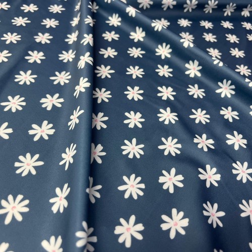 4-way Stretch Daisies Blue background Print Fabric 60¨w Swimsuit Spandex By Yard - Picture 2 of 6