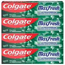 Max Fresh Whitening Toothpaste with Mini Strips, Clean Mint Toothpaste for Bad B