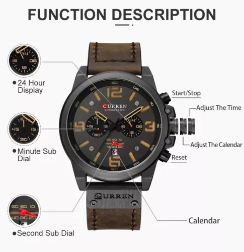Neu Curren Herren Quarzuhr Leder Armbanduhr Chronograph Wasserdicht Analog Luxus - Bild 10 von 30