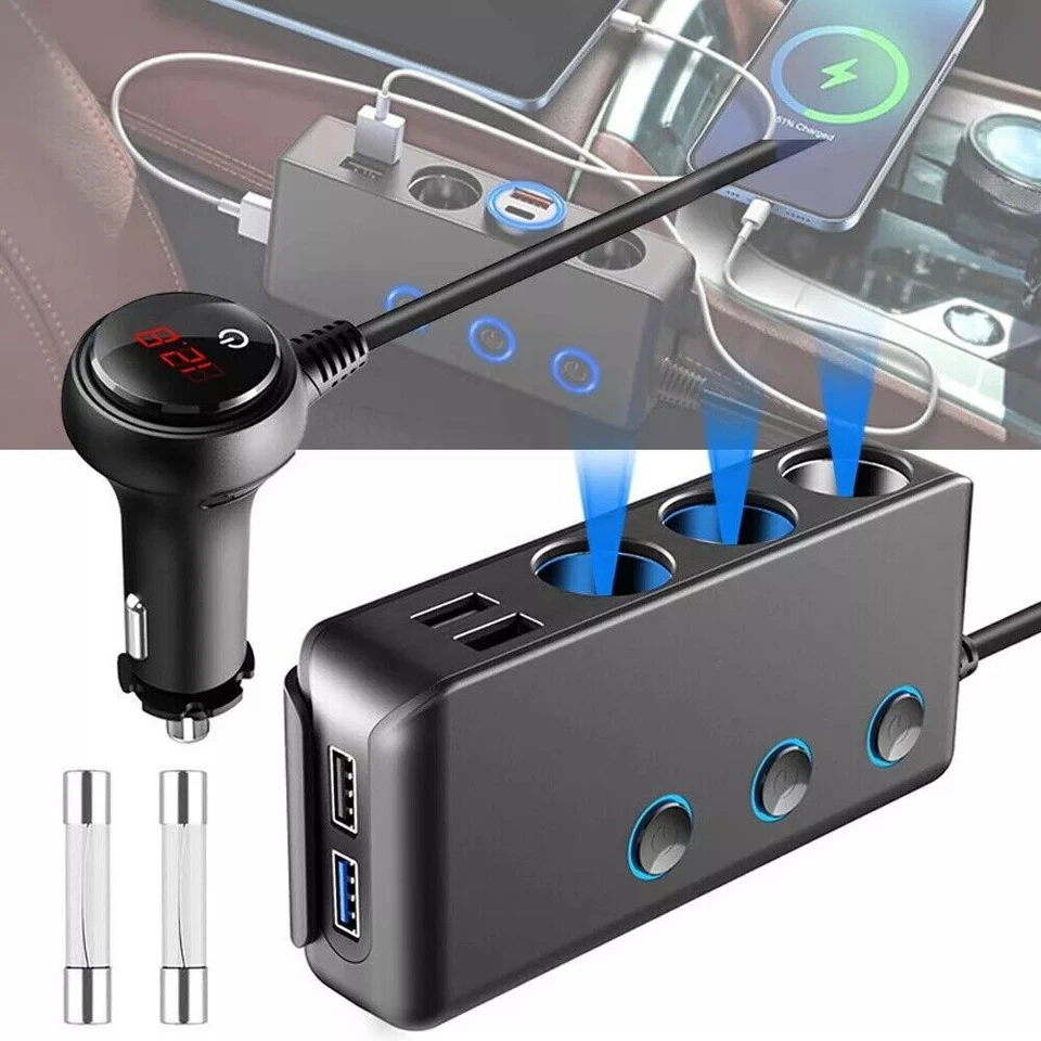 12/24V LED Verteiler Dose Zigarettenanzünder Mehrfachstecker USB TypeC Steckdose - Bild 2 von 4