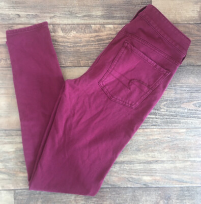 American Eagle Burgandy Maroon Super Stretch Jegging Pants - 4 Regular 