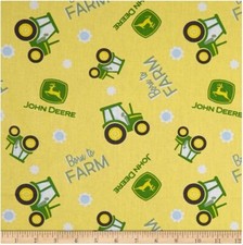 BTY John Deere Nursery Born to Farm Tractor Yellow Cotton Fabric By The Yard