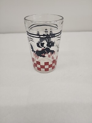Vintage Juice Glass, Black Scottie Dog Swanky Swig Red Checkered Hazel ...