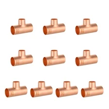 10 PCS EFIELD 3/4" X 3/4" X1/2" C X C X C Reducing Tee Copper Solder Fittings