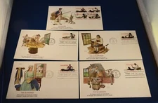 FLEETWOOD 5 FDC SET: Scott# 1717/1720 PBlk Skilled Hands - CINCINNATI OHIO 1977