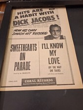 Dick Jacobs Sweethearts On Parade Rare Original Promo Poster Ad Framed