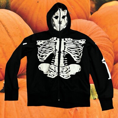 Skeleton Full Zip Extra Large Unisex Skull Hoodie Halloween Jacket Sz ...