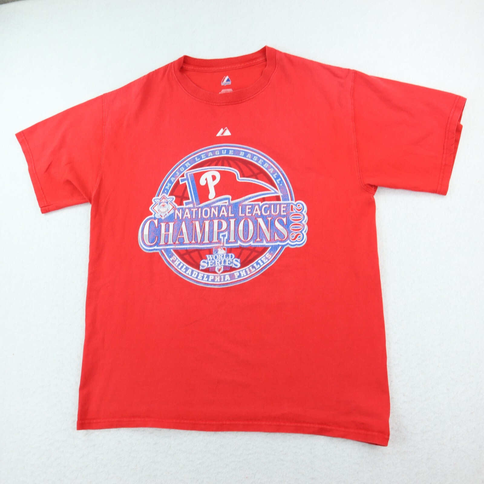Philadelphia Phillies Shirt Men's L Red Majestic World Series 2008 Baseball MLB