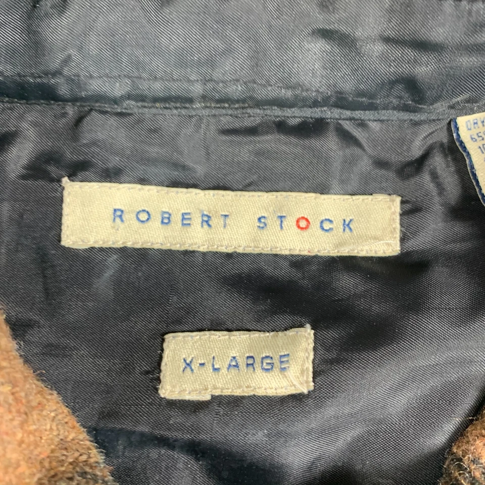 Camisa De Colección Robert Stock Para Hombres XL Marrón Mezcla de Lana a Cuadros Cazadora Con Botones Grunge Foto 2 de 4
