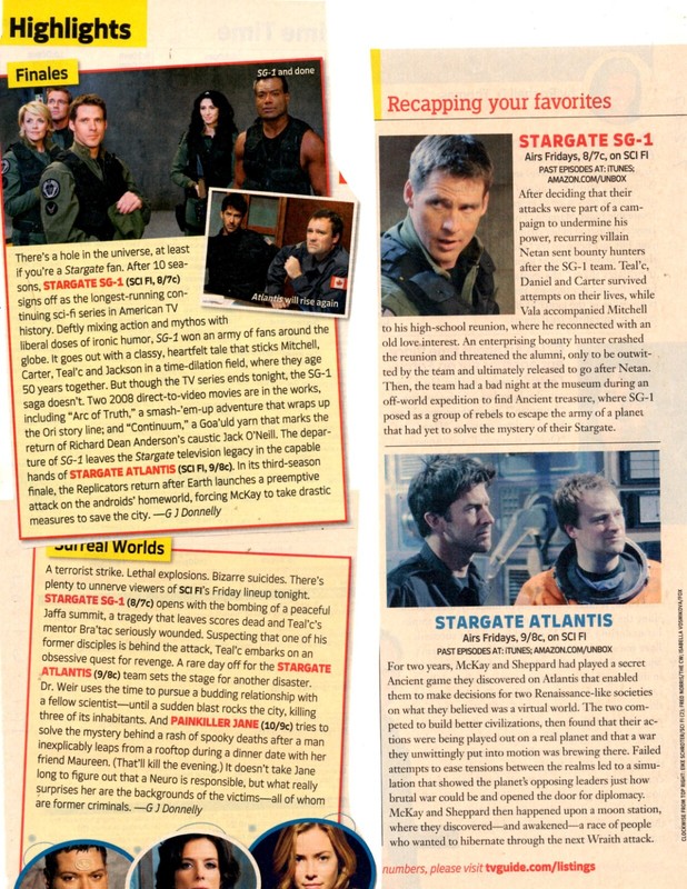 STARGATE SG-1 and ATLANTIS -50 pages clippings lot ben browder-joe flanigan etc