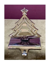 HEAVY SILVER COLOR METAL MOVABLE CHRISTMAS/HOLIDAY TREE STOCKING HANGER/HOLDER