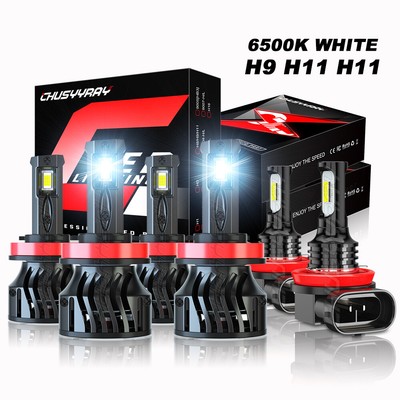 For 2007-2017 Nissan Altima 6500K LED Headlight Bulbs High/Low &Fog Light H9 H11