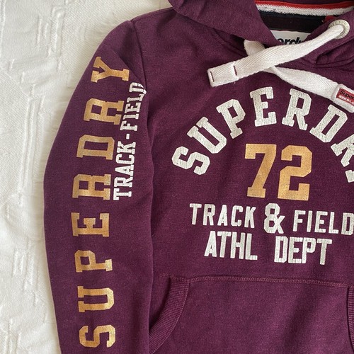 Superdry Japón Talla US10 Púrpura Oro Rosa Sudadera con Capucha Pullover Atletismo - Imagen 3 de 8