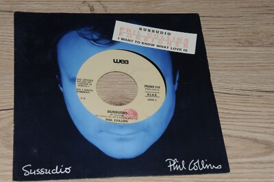 PHIL COLLINS sussudio promo J. box + sticker PROG Italy 45 giri 7''