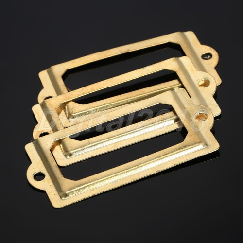 Antique Brass Kitchen Drawer Cabinet Frame Label Tag File Name Card Holder 12pcs - Picture 7 of 12