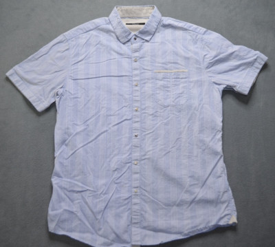 7 Diamonds Shirt Mens Short Sleeve Button Snap Blue Size Large